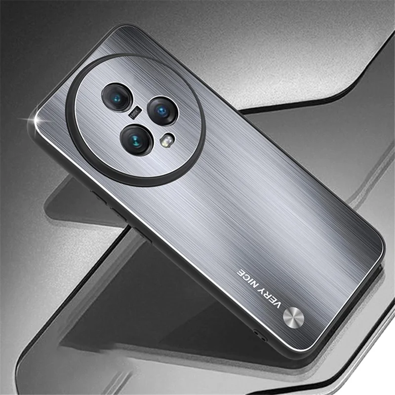 For Honor Magic5 Aluminium Alloy Back TPU Frame Protective Case Brushed Anti-Scratch Phone Cover - Silver