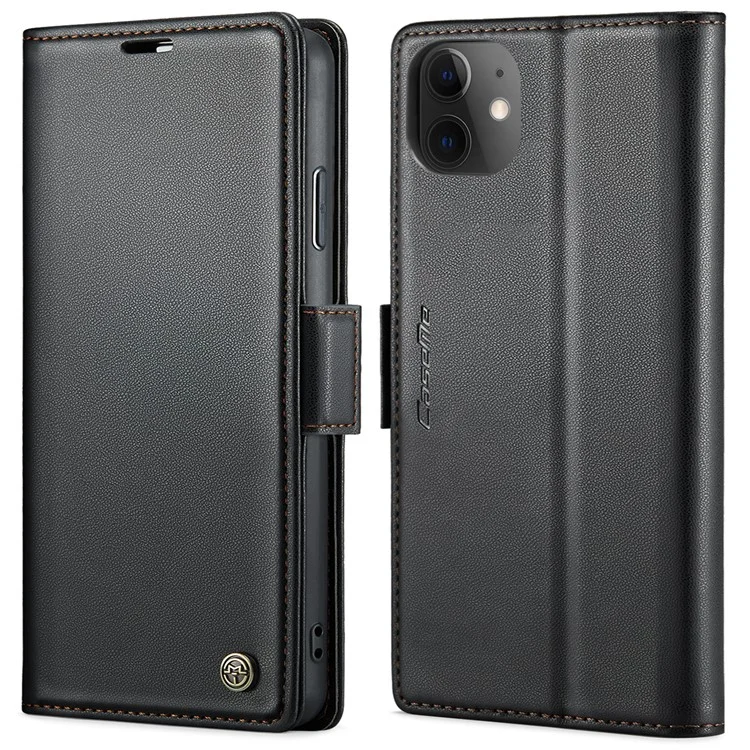 For iPhone 11 Leather Case CASEME 023 RFID Blocking 3 Card Slot Mobile Cover - Black