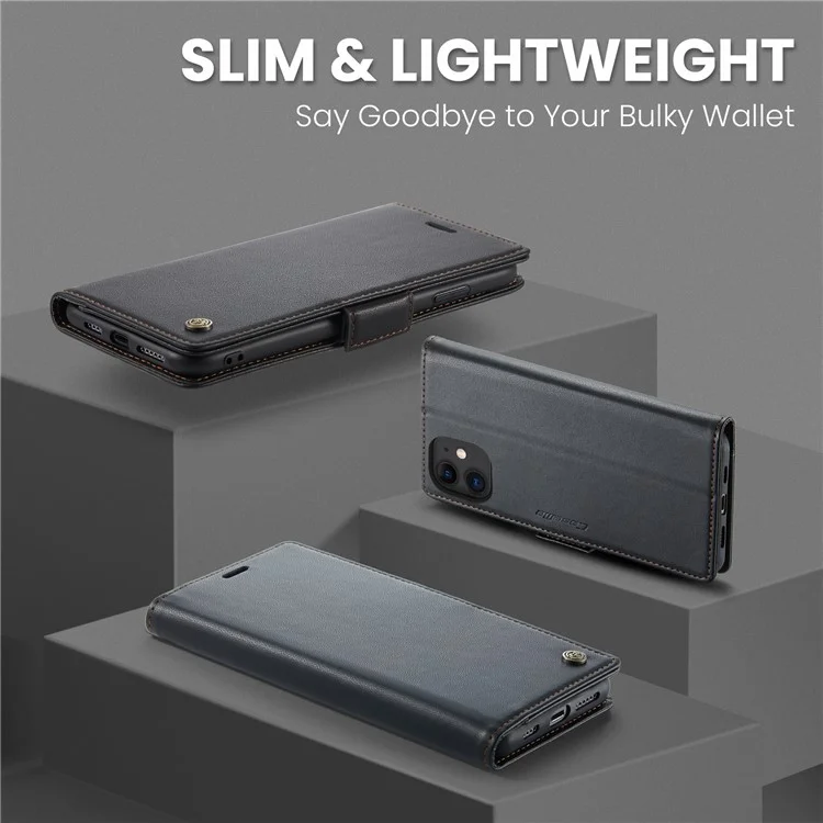 For iPhone 11 Leather Case CASEME 023 RFID Blocking 3 Card Slot Mobile Cover - Black