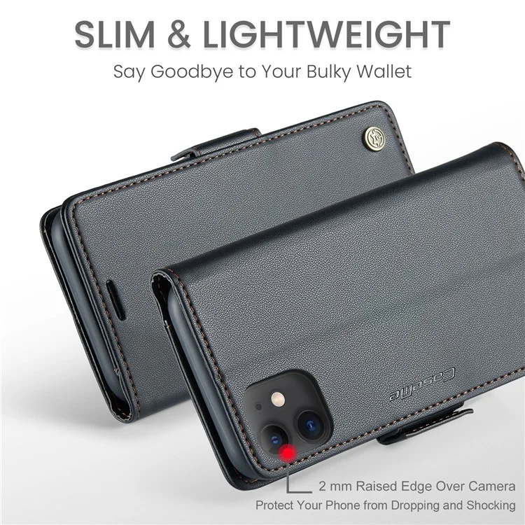For iPhone 11 Leather Case CASEME 023 RFID Blocking 3 Card Slot Mobile Cover - Black