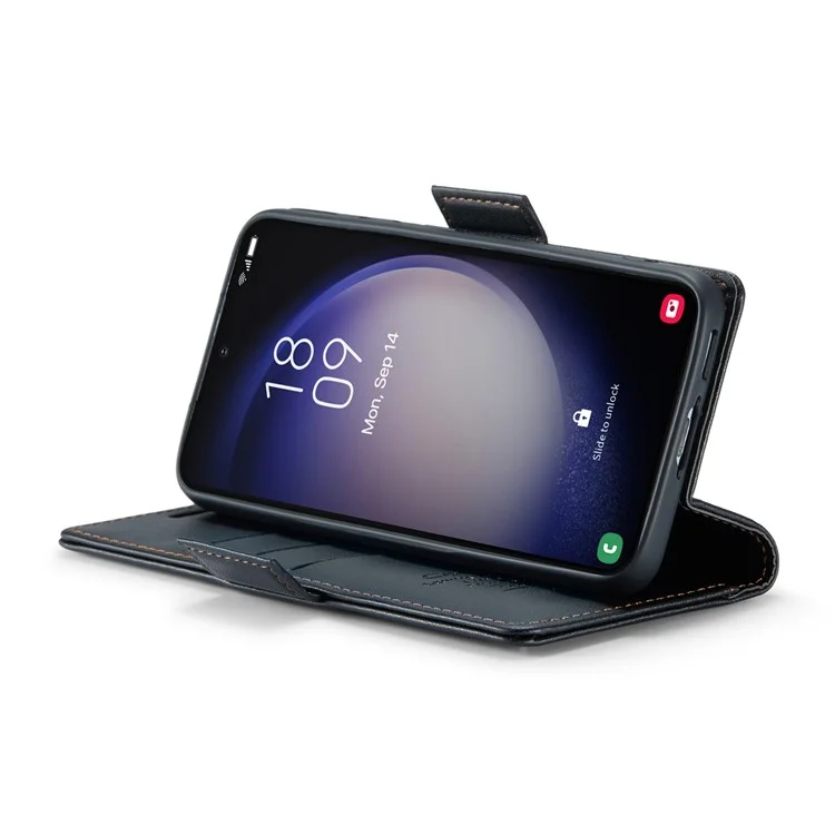 CASEME 023 Serie für Samsung Galaxy S23+ stoßfeste Hülle mit RFID-Blockierung, PU-Ledertasche mit Wallet - Schwarz