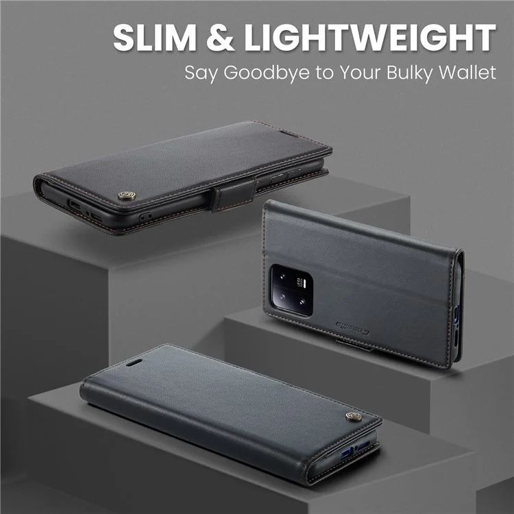 CASEME 023 Serie für Xiaomi 13 Pro 5G PU-Leder Flip-Cover RFID-Blockierung Wallet Phone Case - Schwarz