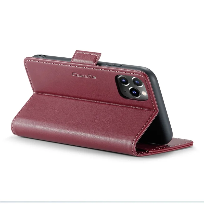 For iPhone 11 Pro Max Leather Case CASEME 023 RFID Blocking 3 Card Slot Mobile Cover - Red