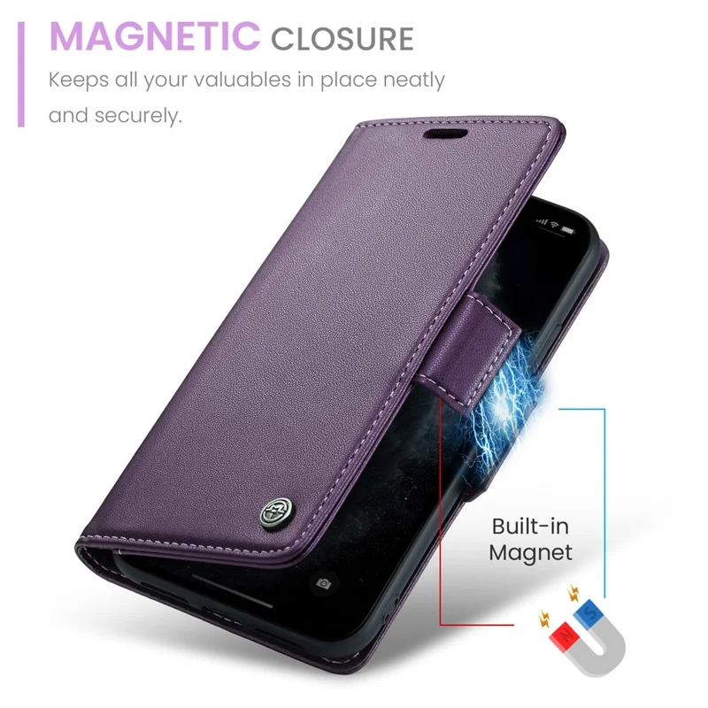 For iPhone 11 Pro Max Leather Case CASEME 023 RFID Blocking 3 Card Slot Mobile Cover - Purple