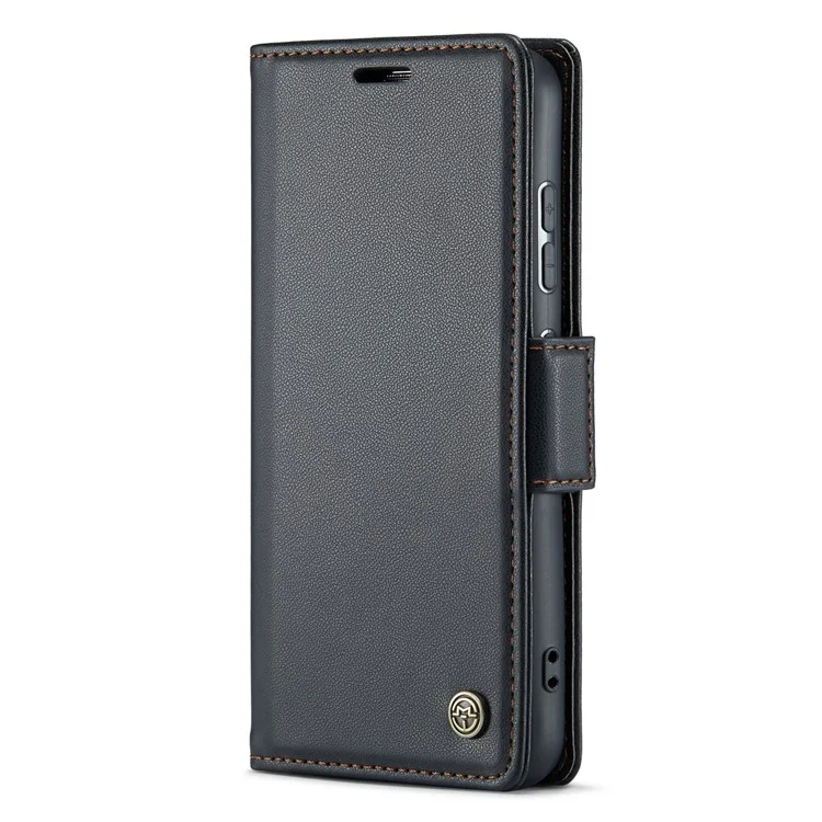CASEME 023 Serie für Samsung Galaxy S23 schockresistente PU-Leder-Hülle RFID-Blocking Wallet Phone Cover - Schwarz
