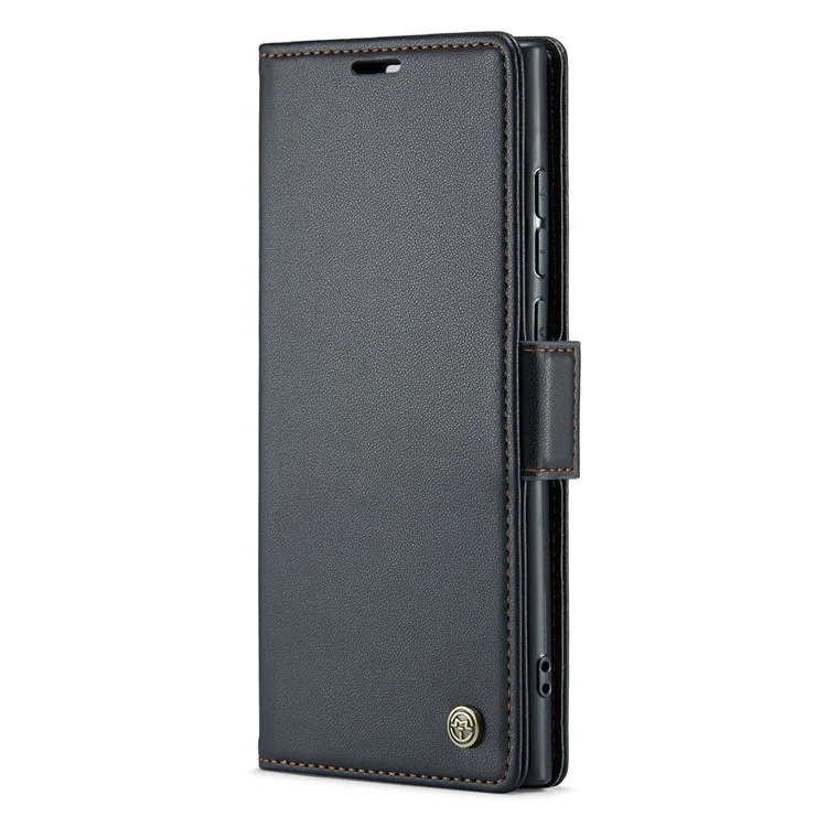 CASEME 023 Serie für Samsung Galaxy S23 Ultra Hülle RFID-Blockierung Litchi-Textur PU-Leder Brieftasche Handyhülle - Schwarz