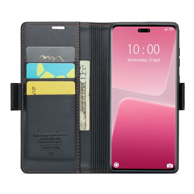 CASEME 023 Serie per Xiaomi 13 Lite / Civi 2 5G Custodia per Telefono Anti-Graffio RFID Blocking in Pelle PU Flip Cover - Nero