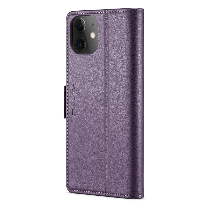 CASEME 023 Series Stand Wallet Case for iPhone 12 mini , RFID Blocking Litchi Texture Leather Phone Cover - Purple