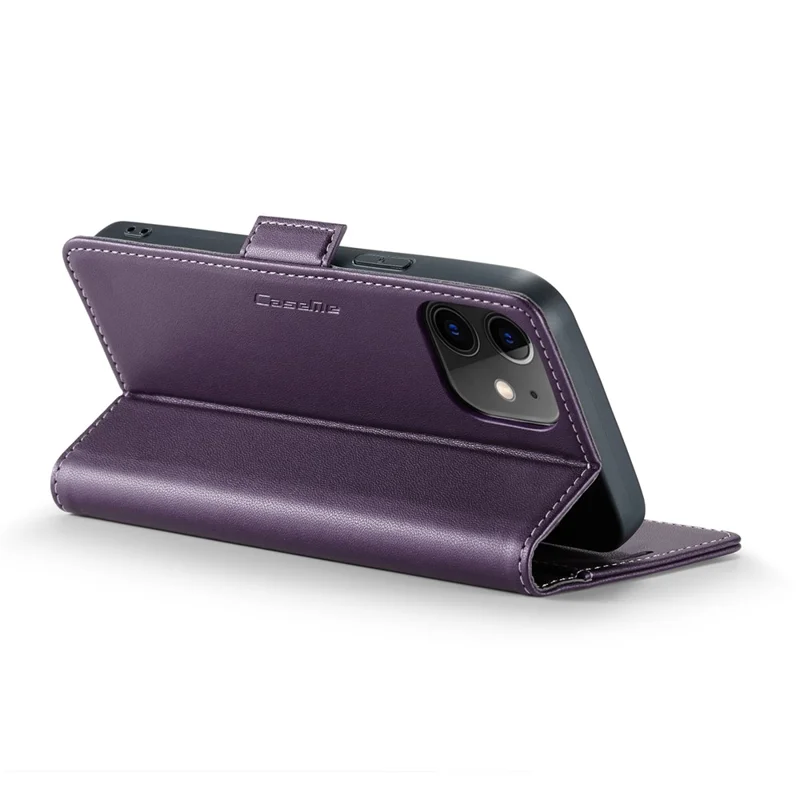 CASEME 023 Series Stand Wallet Case for iPhone 12 mini , RFID Blocking Litchi Texture Leather Phone Cover - Purple