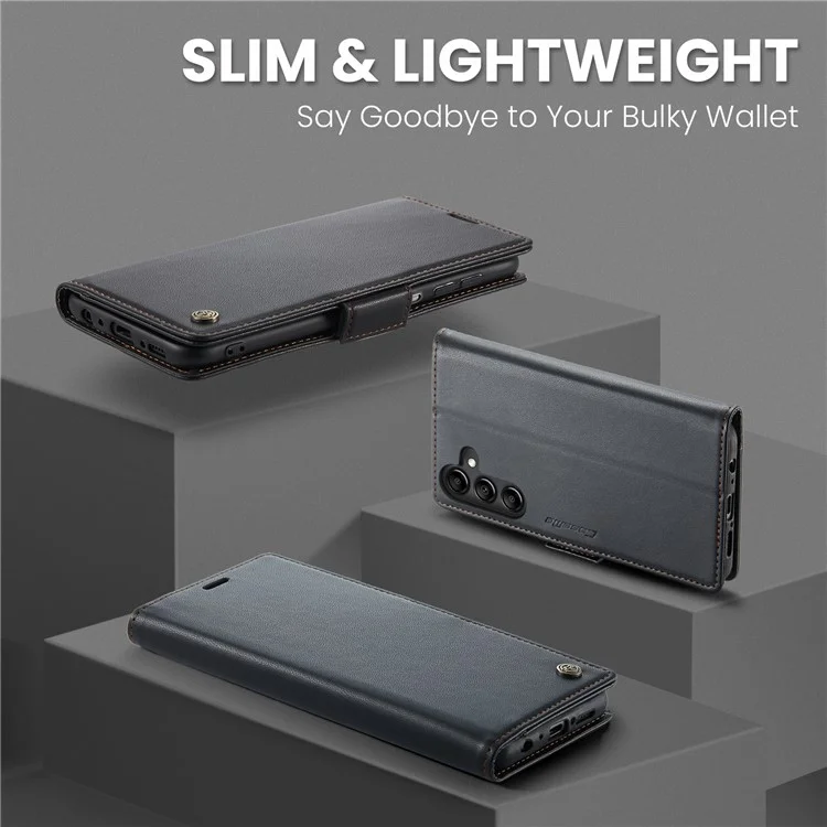 CASEME Funda de Teléfono de Cuero Serie 023 para Samsung Galaxy A14 5G / 4G, Tapa de Billetera con Bloqueo RFID de Textura de Litchi - Negro