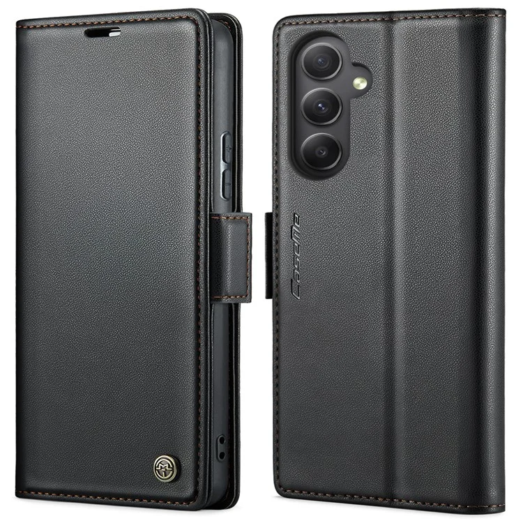 CASEME 023 Series Para Samsung Galaxy A54 5G Capa Carteira de Couro Textura Litchi Bloqueio RFID Suporte - Preto