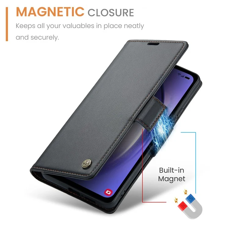 CASEME 023 Series Para Samsung Galaxy A54 5G Capa Carteira de Couro Textura Litchi Bloqueio RFID Suporte - Preto