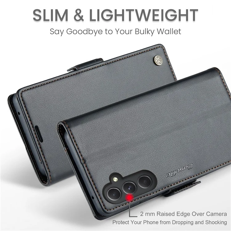 CASEME 023 Series Para Samsung Galaxy A54 5G Capa Carteira de Couro Textura Litchi Bloqueio RFID Suporte - Preto