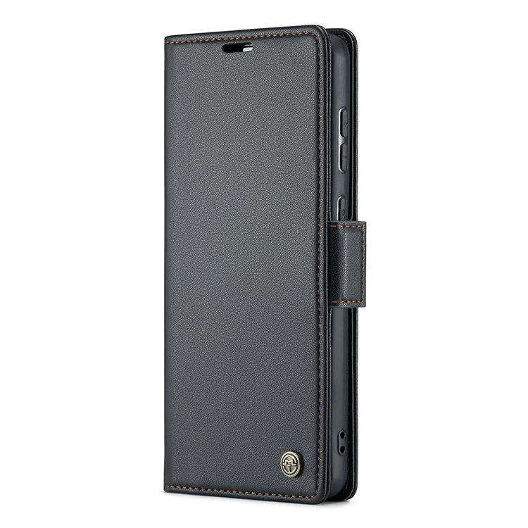 Кожаный чехол CASEME 023 Series для Samsung Galaxy A73 5G, бумажник с блокировкой RFID, подставка для телефона - черный