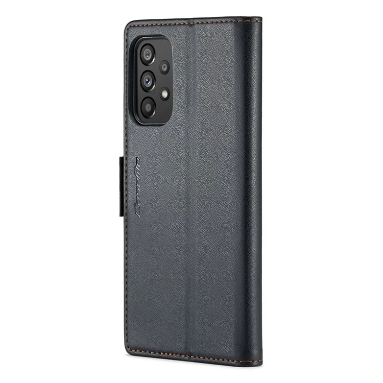 Кожаный чехол CASEME 023 Series для Samsung Galaxy A73 5G, бумажник с блокировкой RFID, подставка для телефона - черный