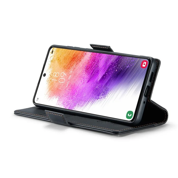 Кожаный чехол CASEME 023 Series для Samsung Galaxy A73 5G, бумажник с блокировкой RFID, подставка для телефона - черный