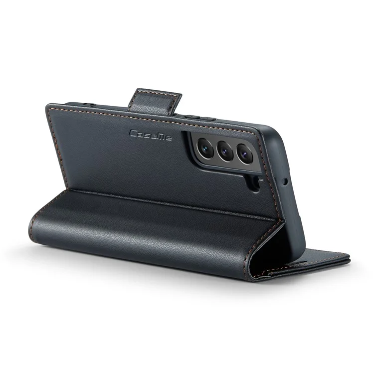 For Samsung Galaxy S22+ 5G Leather Case CASEME 023 RFID Blocking 3 Card Slot Mobile Cover - Black