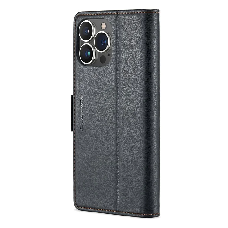 CASEME 023 Serie para iPhone 14 Pro Funda de teléfono con billetera de piel PU con bloqueo RFID - Negro