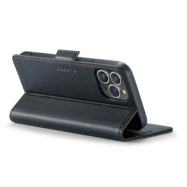 CASEME 023 Serie para iPhone 14 Pro Funda de teléfono con billetera de piel PU con bloqueo RFID - Negro