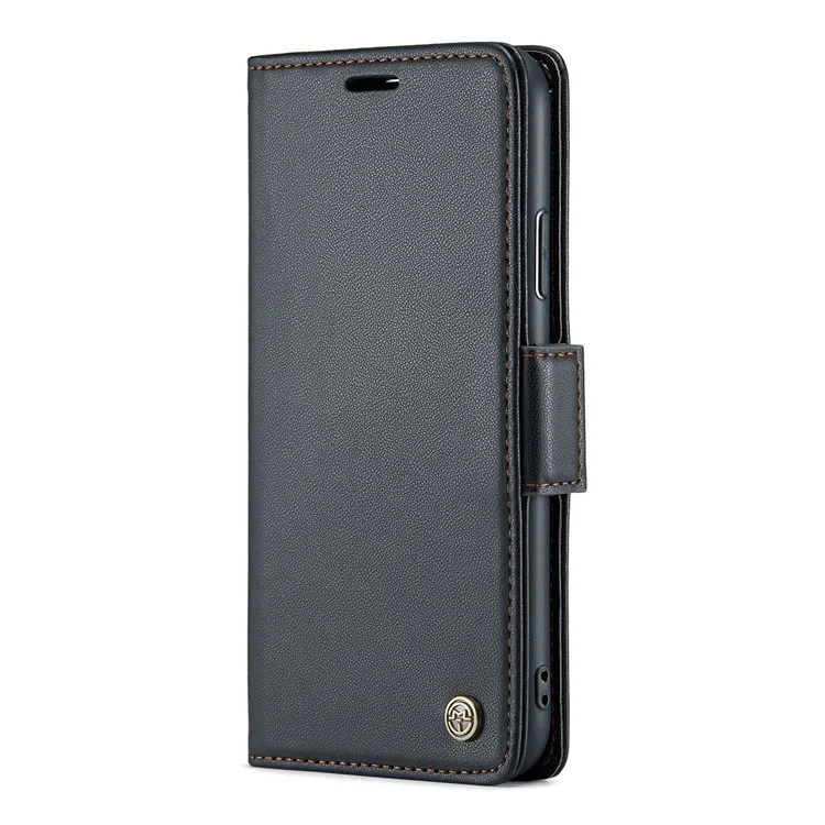 CASEME 023 серия для iPhone XS Max 6.5 дюйма Кожаный бумажник с текстурой личи RFID-блокировка Откидная подставка - Черный