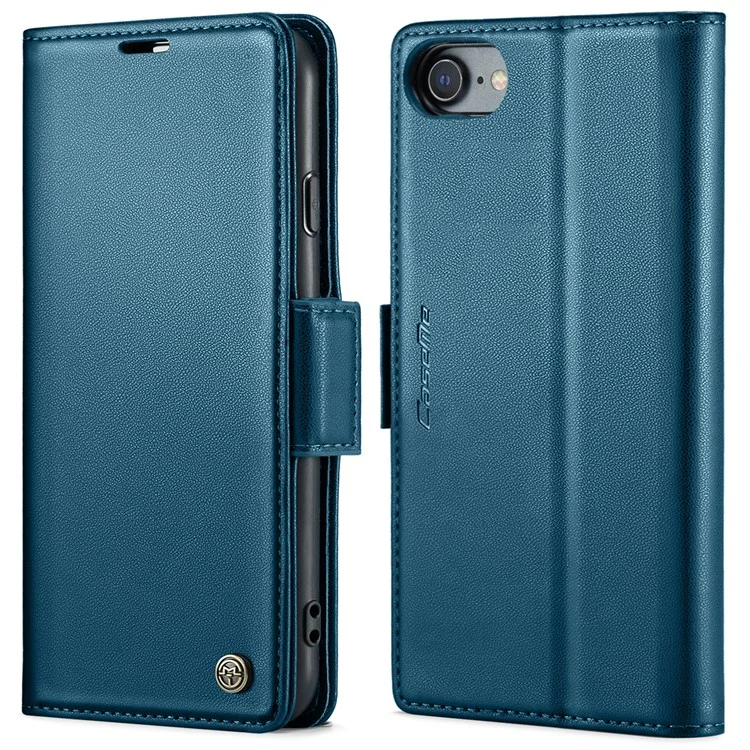 CASEME 023 Serie para iPhone 6 / 6s / 7 / 8 / SE (2022) / (2020) Funda de Cartera de Piel con Textura de Imitación de Piel Litchi Soporte Bloqueo RFID Anticaída - Azul
