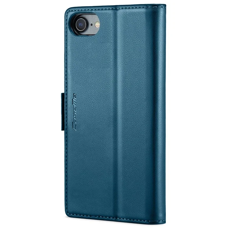 CASEME 023 Serie para iPhone 6 / 6s / 7 / 8 / SE (2022) / (2020) Funda de Cartera de Piel con Textura de Imitación de Piel Litchi Soporte Bloqueo RFID Anticaída - Azul
