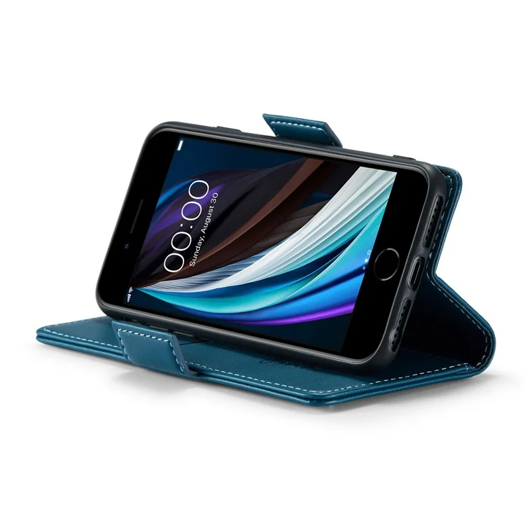 CASEME 023 Serie para iPhone 6 / 6s / 7 / 8 / SE (2022) / (2020) Funda de Cartera de Piel con Textura de Imitación de Piel Litchi Soporte Bloqueo RFID Anticaída - Azul
