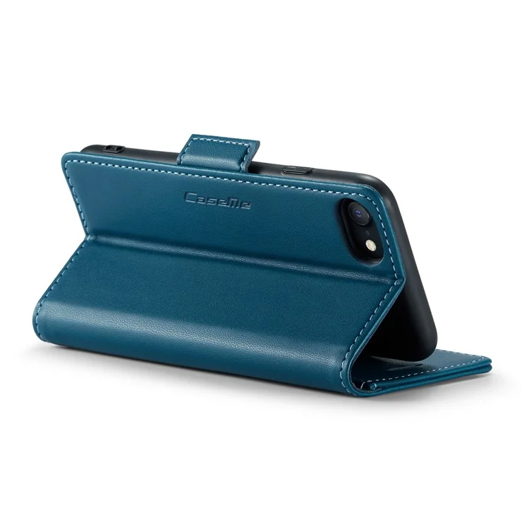 CASEME 023 Serie para iPhone 6 / 6s / 7 / 8 / SE (2022) / (2020) Funda de Cartera de Piel con Textura de Imitación de Piel Litchi Soporte Bloqueo RFID Anticaída - Azul