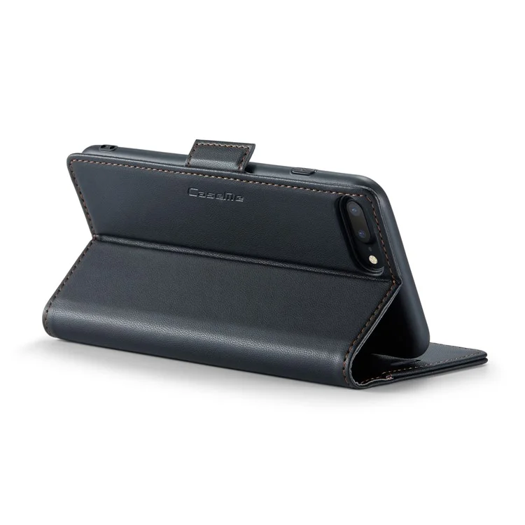 For iPhone 6 Plus / 6s Plus / 7 Plus / 8 Plus Leather Case CASEME 023 RFID Blocking 3 Card Slot Mobile Cover - Black