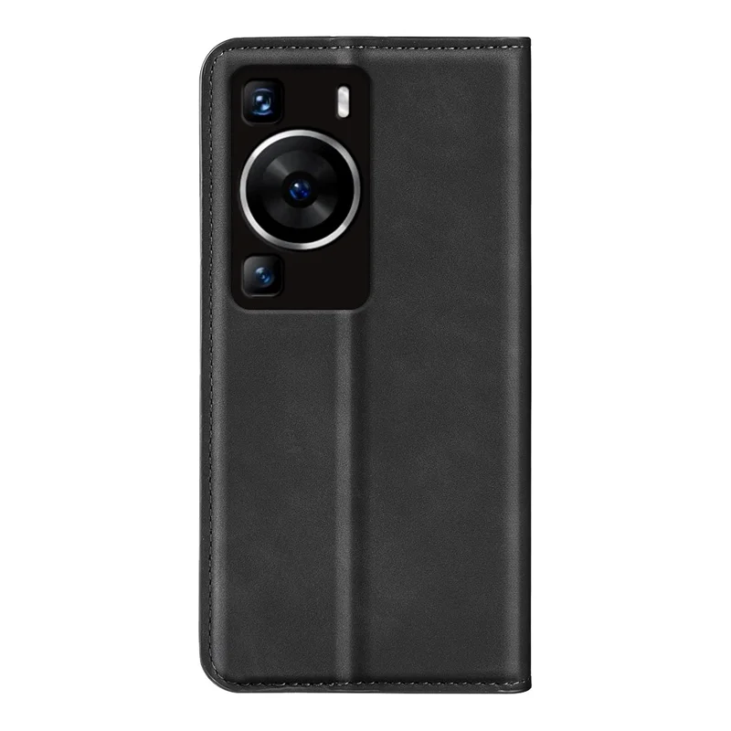 For Huawei P60 PU Leather Flip Wallet Case Skin-Touch Stand Cell Phone Cover - Black