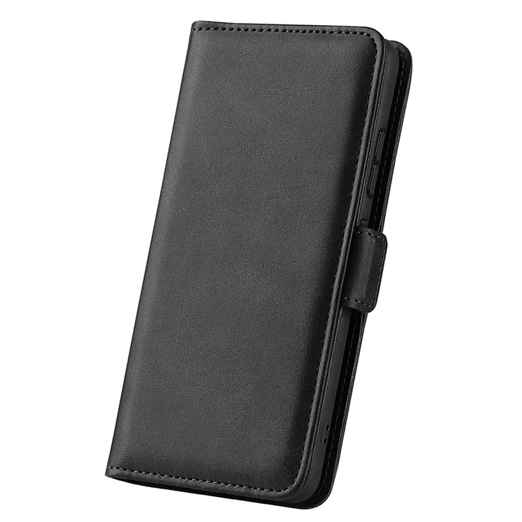 Para Huawei P60 PU Leather Wallet Flip Phone Cover Calf Texture Stand Folio Cover - Preto