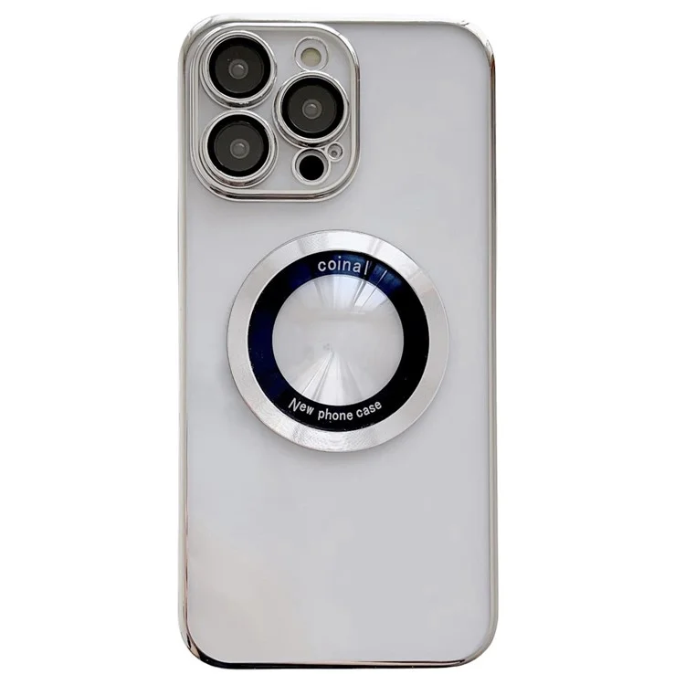 For iPhone 12 Pro Raised Bezel Electroplating Phone Cover Magnetic Charging Phone Case Shell - Silver