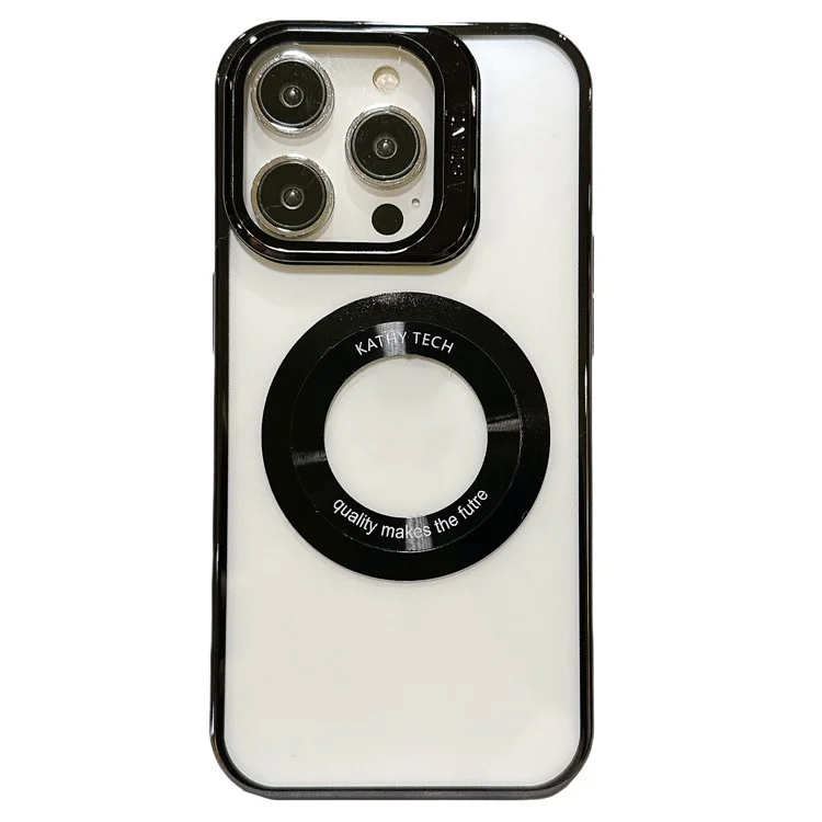 Kickstand Phone Shell VOERO For iPhone 12 Pro Max Electroplating Phone Cover Supporting Magnetic Charging Phone Case - Black