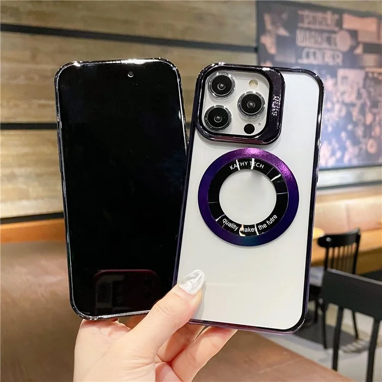 Kickstand Phone Shell VOERO For iPhone 12 Pro Max Electroplating Phone Cover Supporting Magnetic Charging Phone Case - Black
