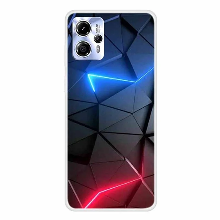 Para Motorola Moto G13 4G Cubierta de teléfono con estampado de patrones Funda blanda de TPU Antiarañazos - Tecnología Rojo+Azul