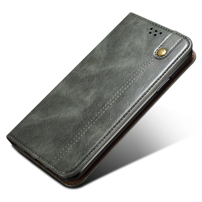 Leather Phone Cover for Realme C55 4G , Waxy Crazy Horse Texture Phone Case with Stand Wallet - Green