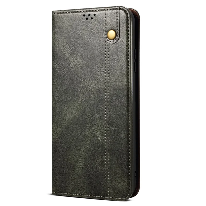 Leather Phone Cover for Realme C55 4G , Waxy Crazy Horse Texture Phone Case with Stand Wallet - Green
