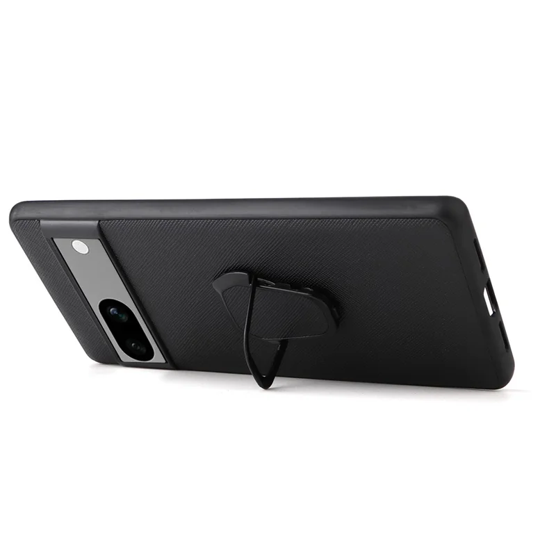 For Google Pixel 7a Phone Case Textured PU Leather Coated TPU + PC Anti-drop Back Cover with Kickstand - Snake Texture