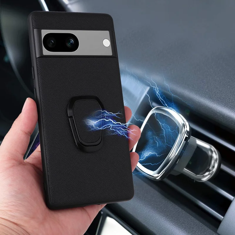 For Google Pixel 7a Phone Case Textured PU Leather Coated TPU + PC Anti-drop Back Cover with Kickstand - Snake Texture