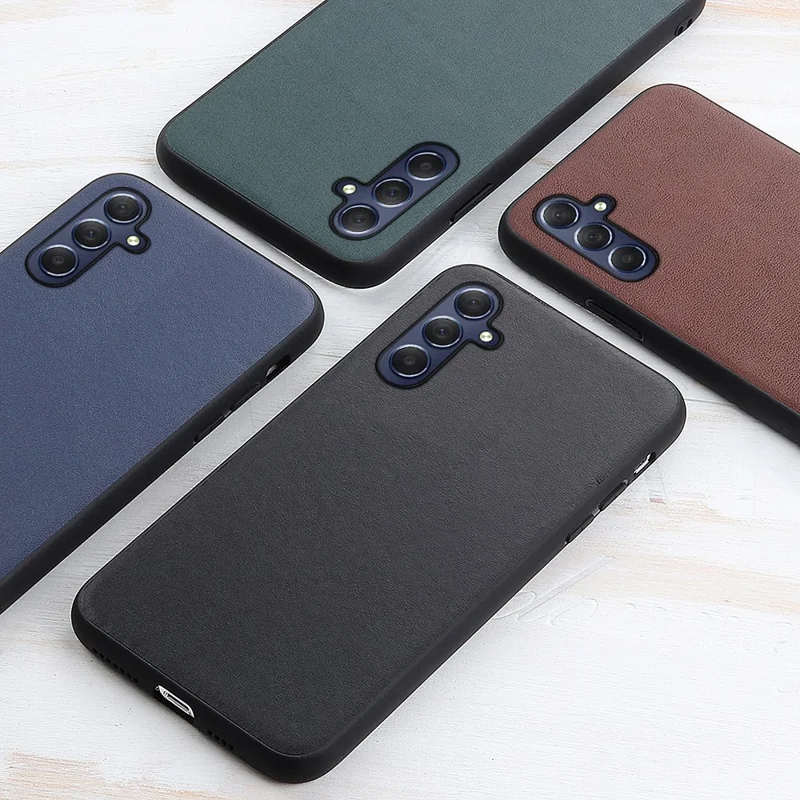 For Samsung Galaxy M54 5G / F54 5G Textured Genuine Cowhide Leather Coated TPU Phone Cover Protective Case - Green