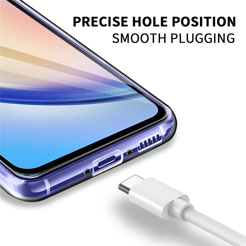 TPU Case for Samsung Galaxy A34 5G Clear Phone Cover with 3Pcs 2.5D Arc Edge Tempered Glass Screen Film