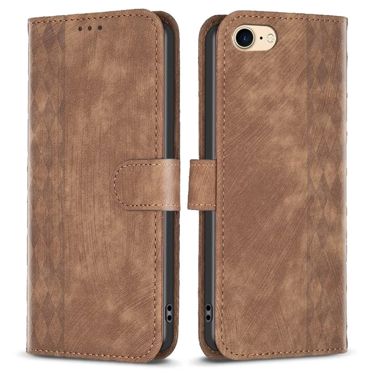 For iPhone 6 / 6s / 7 / 8 Shockproof PU Leather+TPU Flip Cover Imprinted Pattern Wallet Phone Case - Brown