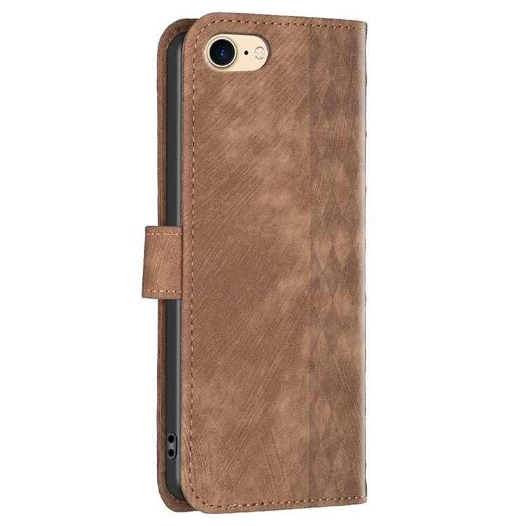 For iPhone 6 / 6s / 7 / 8 Shockproof PU Leather+TPU Flip Cover Imprinted Pattern Wallet Phone Case - Brown