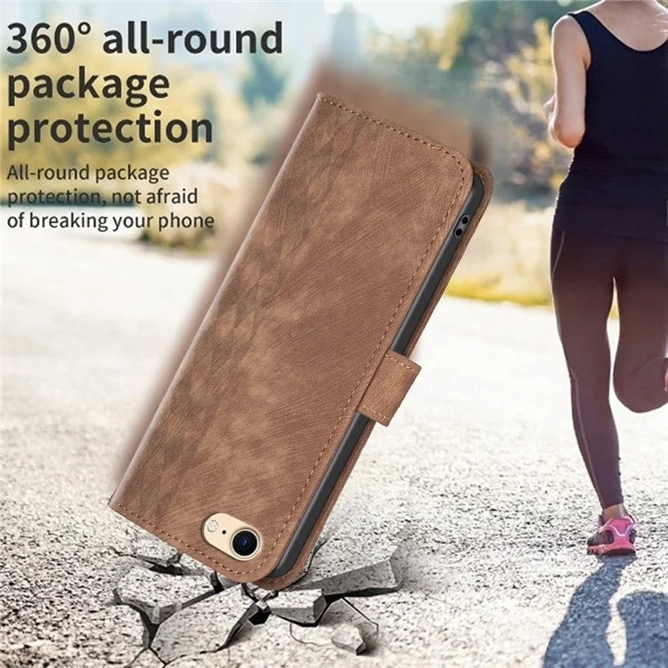 For iPhone 6 / 6s / 7 / 8 Shockproof PU Leather+TPU Flip Cover Imprinted Pattern Wallet Phone Case - Brown