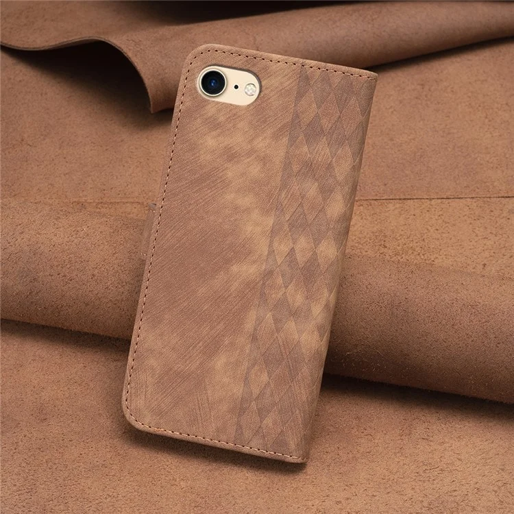 For iPhone 6 / 6s / 7 / 8 Shockproof PU Leather+TPU Flip Cover Imprinted Pattern Wallet Phone Case - Brown