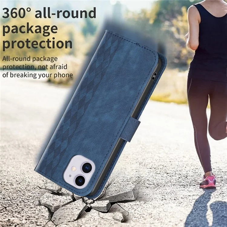 Capa de Couro PU para iPhone 11, à Prova de Choques, com Padrão Impresso Carteira Stand Phone Flip Case - Azul