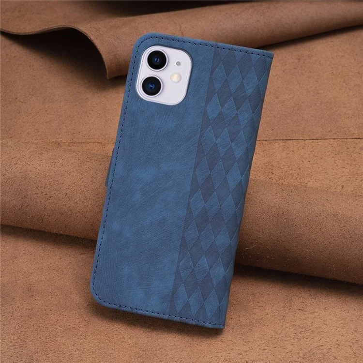 Capa de Couro PU para iPhone 11, à Prova de Choques, com Padrão Impresso Carteira Stand Phone Flip Case - Azul