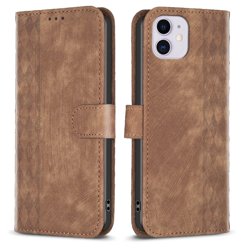 PU Leather Cover for iPhone 11 Bump Proof Imprinted Pattern Wallet Stand Phone Flip Case - Brown