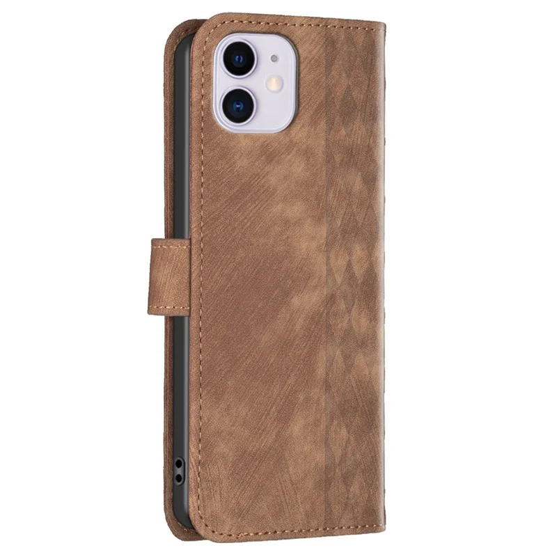 PU Leather Cover for iPhone 11 Bump Proof Imprinted Pattern Wallet Stand Phone Flip Case - Brown