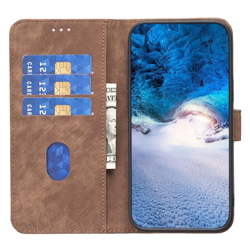 PU Leather Cover for iPhone 11 Bump Proof Imprinted Pattern Wallet Stand Phone Flip Case - Brown